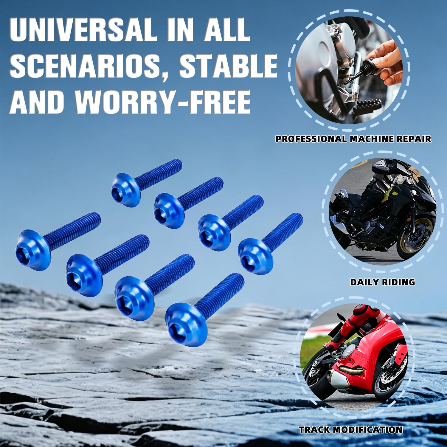 Roller Motorrad Verkleidungsschrauben-Satz Aluminium Silber M6x1,0 (10 Stück