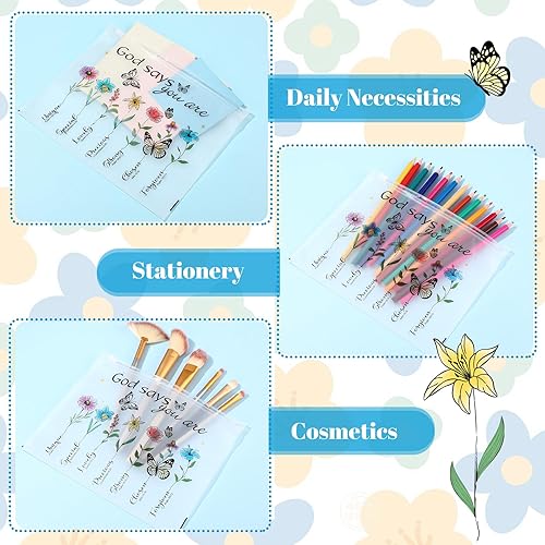 Vista 45 de Wesiti 50 bolsas de cosméticos de arco iris, regalos inspiradores, citas motivacionales, bolsa de maquillaje a granel impermeable con cremallera