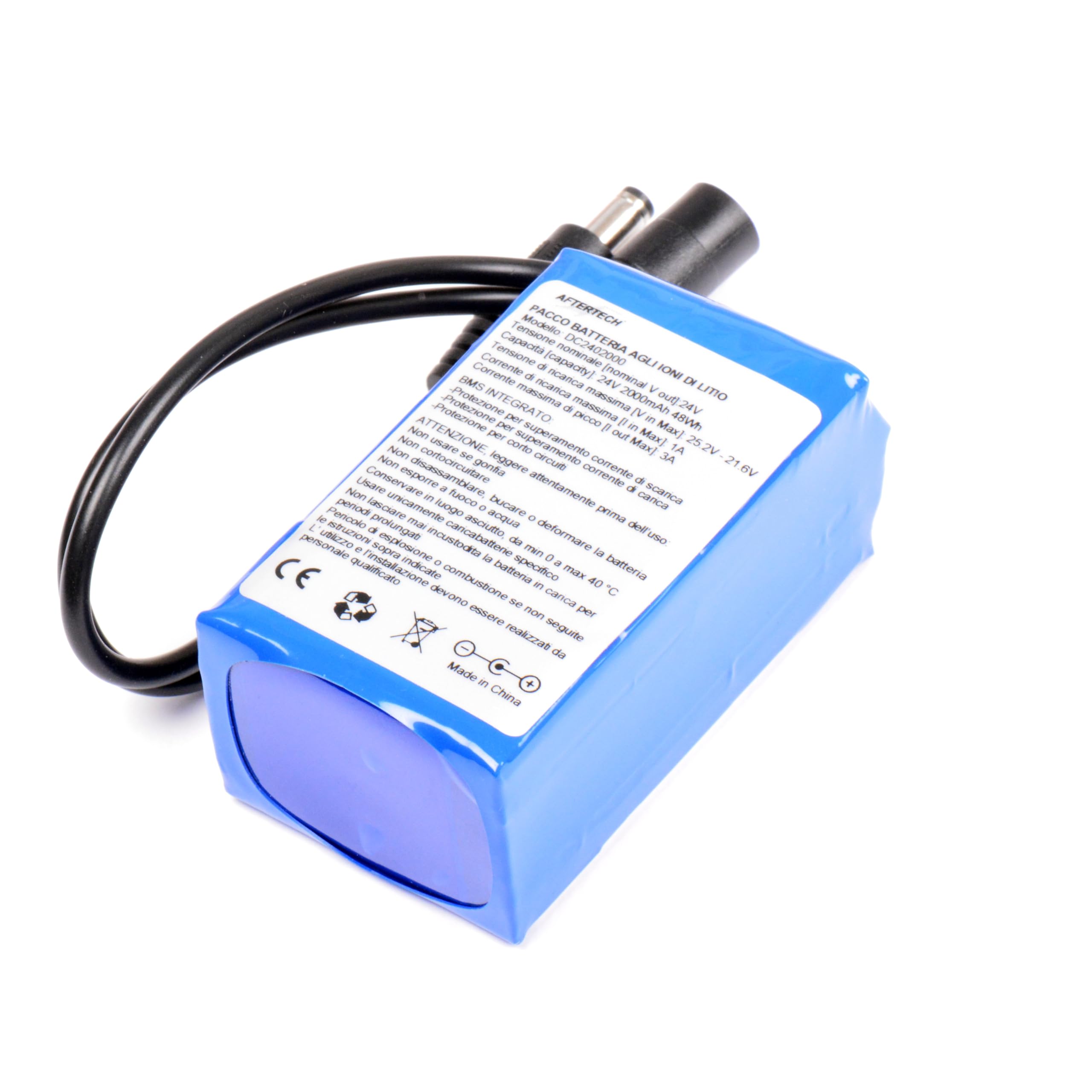 AFTERTECH PACCO BATTERIA PILA 24V 2000mAh 2Ah RICARICABILE AL LITIO 79x43x34mm G1D5