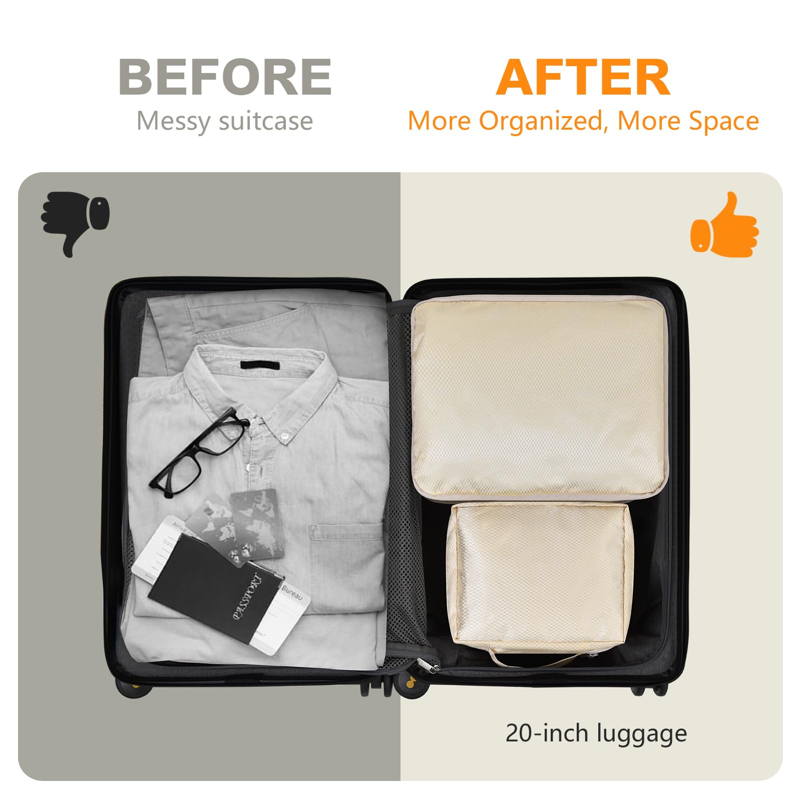 ZFWDSY Compressione Packing Cube Organizer Valigia 7 Pezzi Set, Organizer per Valigia da Viaggio in Salvaspazio Compressione Packing Cubes organizer da viaggio espandibile per bagaglio a mano