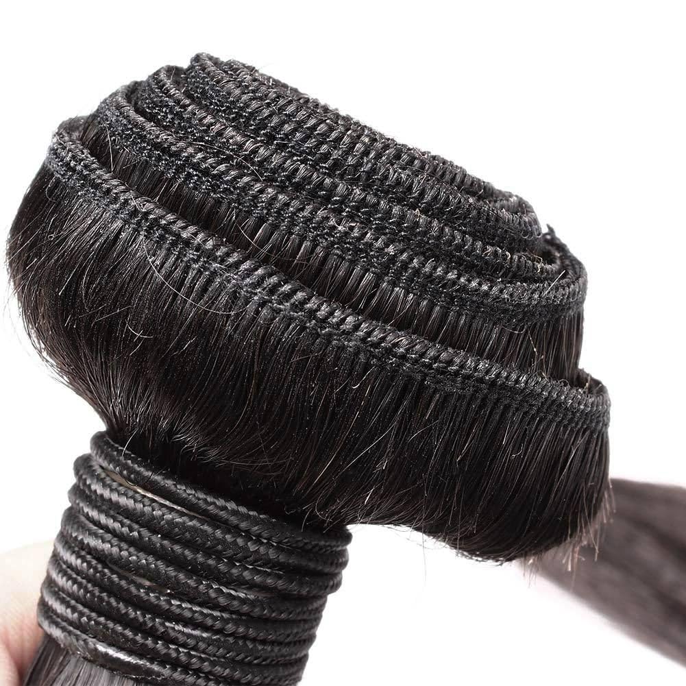 10A Straight Human Hair Weave 3 bundles 16" Brazilian Unprocessed Virgin Hair Extensions Natural Color
