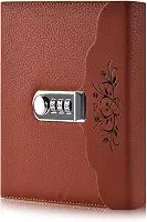 ARRLSDB Lock Diary Caderno de couro para escrever caderno organizador de senha digital com bloqueio diário pessoal (marrom)