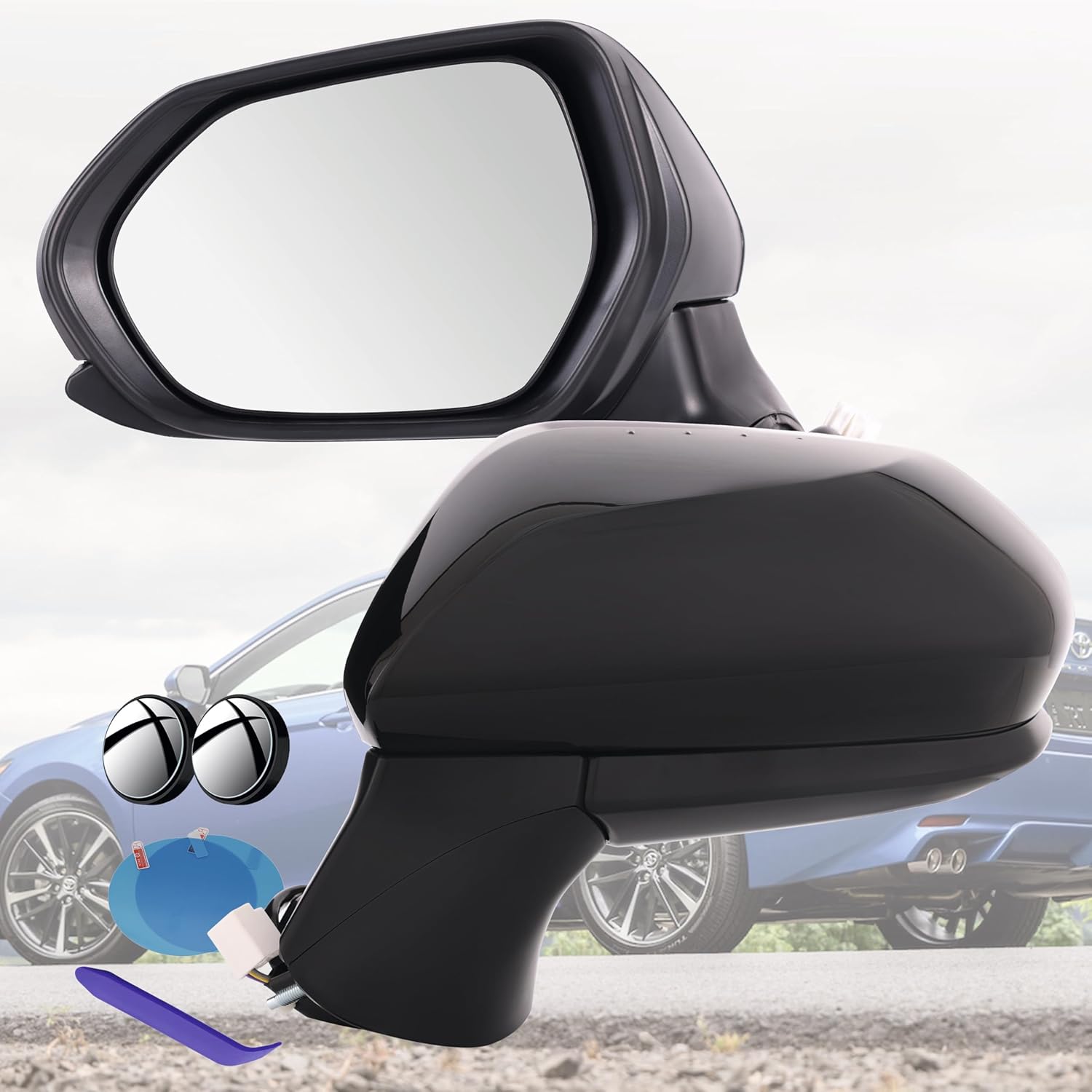 EAP Driver Side Mirror Compatible with Toyota Camry 2018–2026, Power Adjustment, Without Heat, Attitude Black Metallic