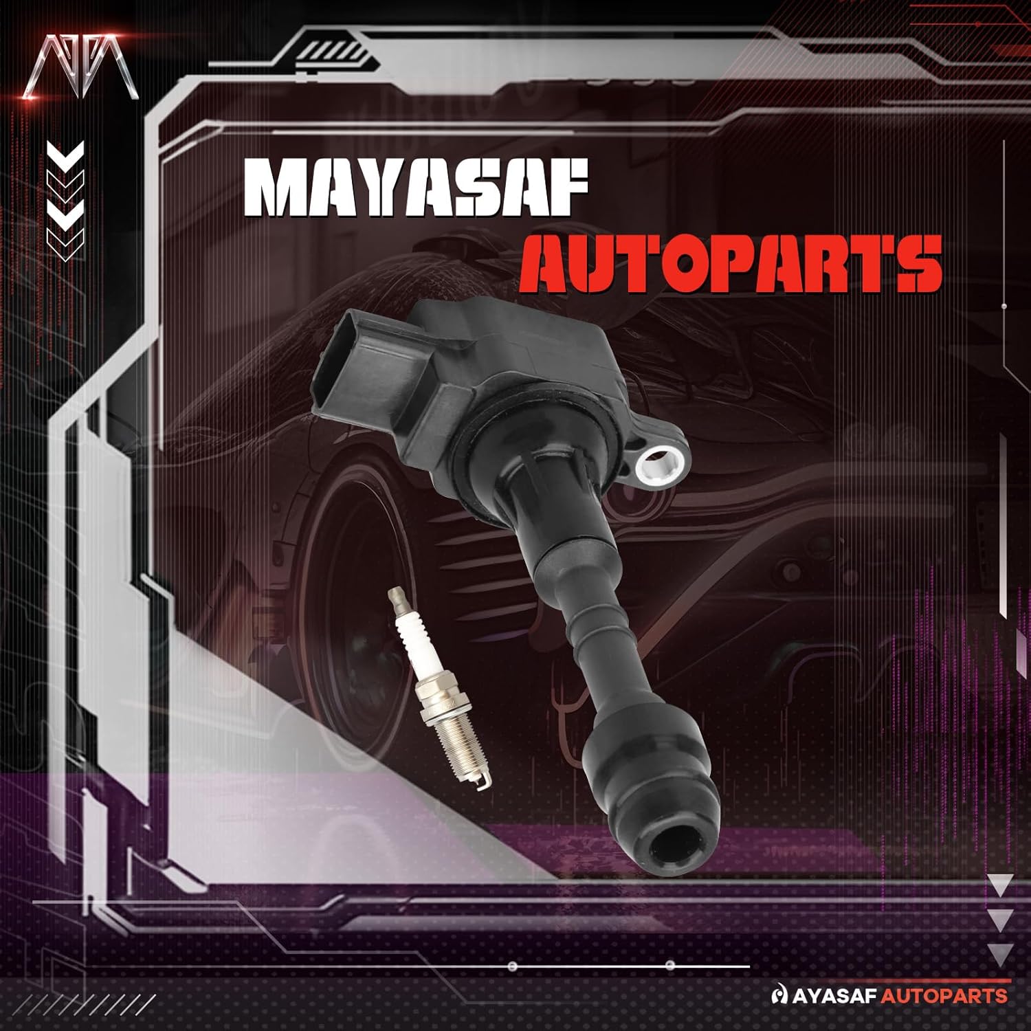 MAYASAF UF510 Ignition Coils and Spark Plugs Set of 8 Fit for INFINITI 2004-2006 QX56, for Nissan 2004 Pathfinder Armada, 2004-2007 TITAN, 2005-2006 Armada