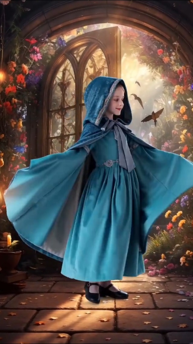 Capa de terciopelo con capucha para niñas, disfraz Halloween miniatura 7