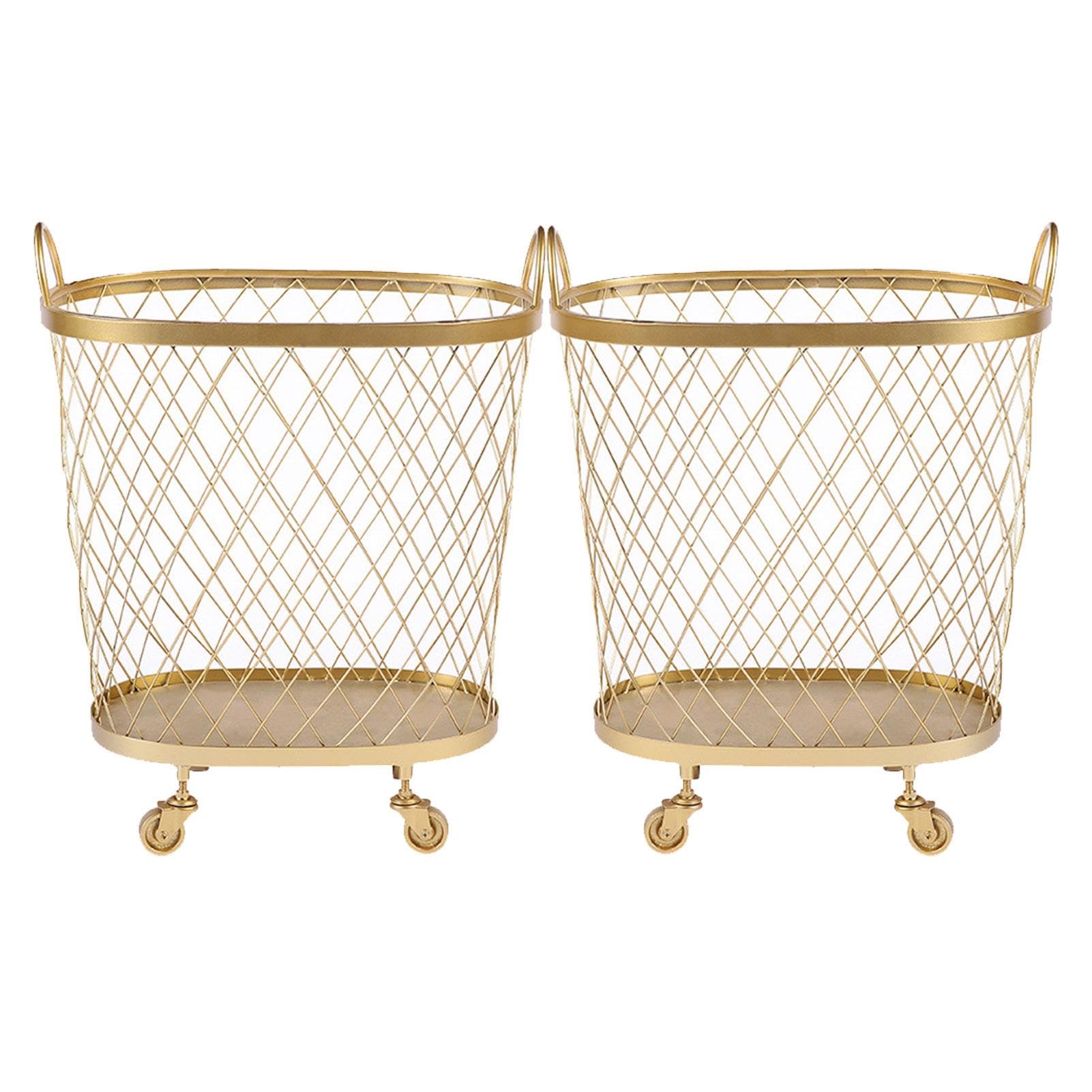 Panier à linge en fil métallique doré de qualité supérieure avec roulettes directionnelles 360°