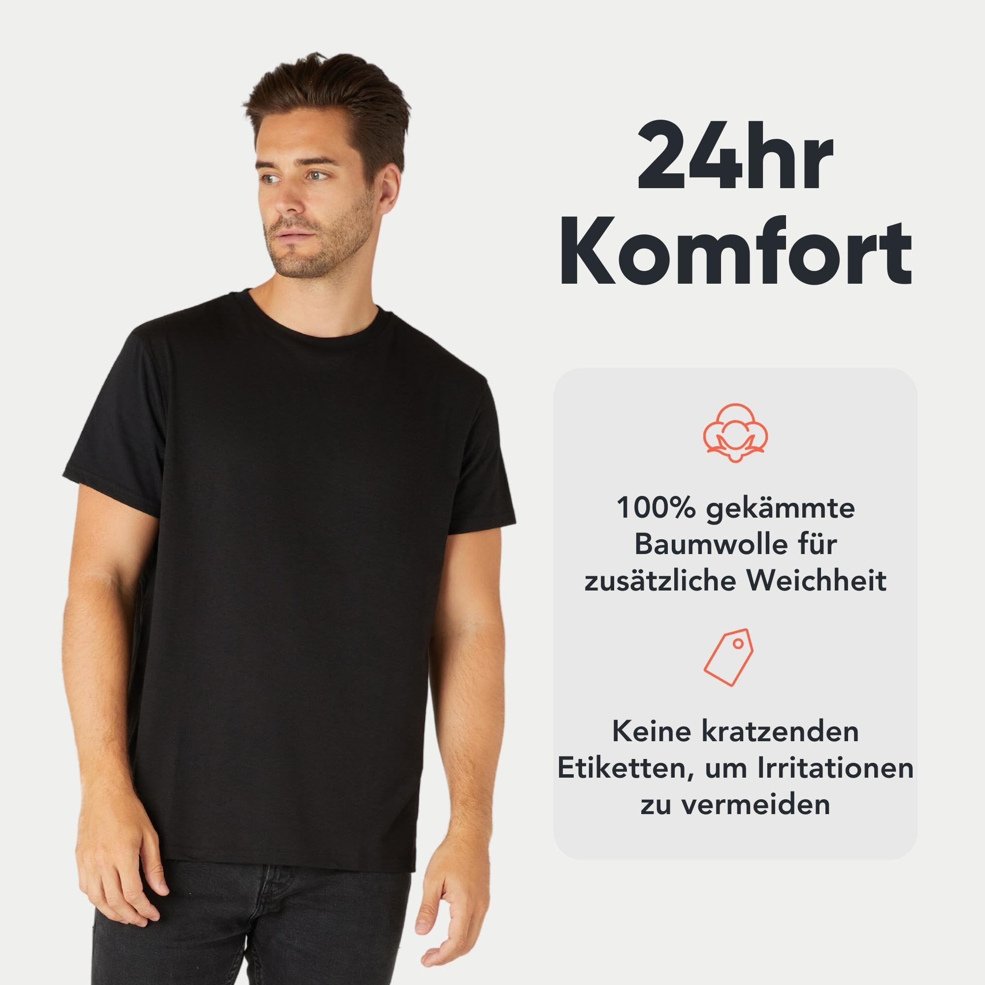 FM London Men's T-Shirt 3/5 Pack - High Quality T-Shirts with Slightly Tailored Design - 2