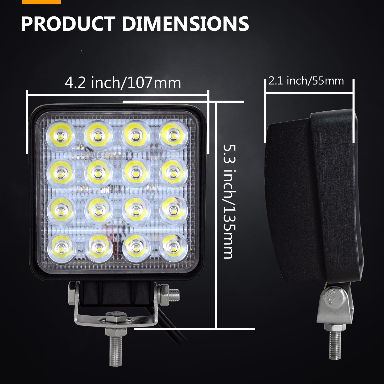 AUXTINGS 10 Stück 10 cm LED Arbeitslicht 48W Scheinwerfer Auto Arbeitsscheinwerfer bar Offroad Zusatzscheinwerfer Spotlight Reflektor led Work Light Auto Arbeitsleucht ATV SUV 4WD 12V-24V