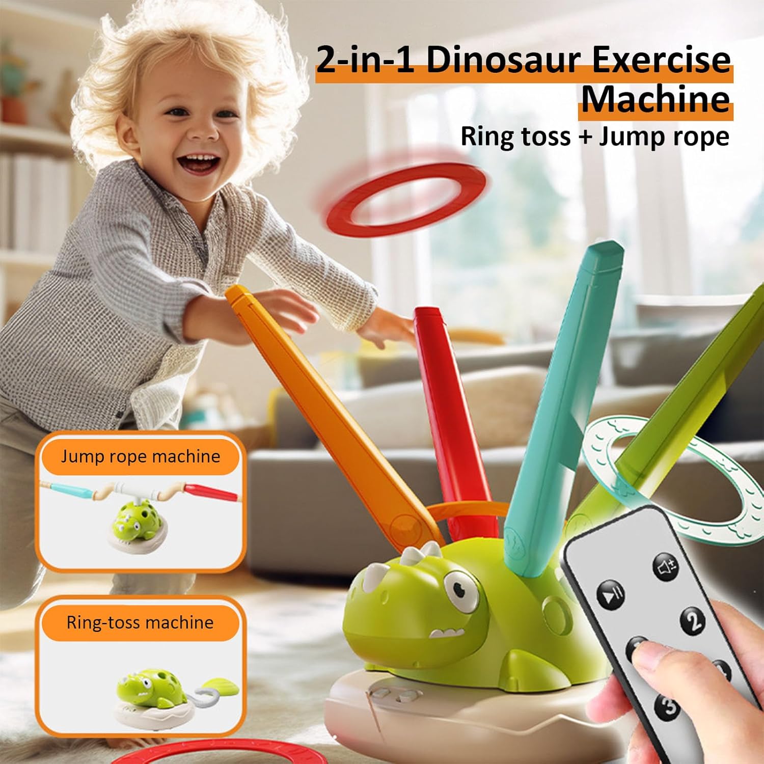 Fun Physical Activity Set Dinosaur Detail Game Toy Combining Ferrule Jump Function for Strength Development Group Play Ferrule Jump
