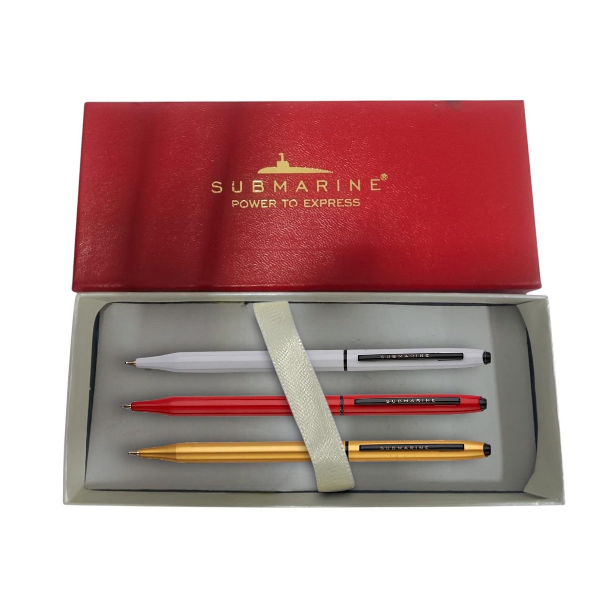 Submarine 922 Chanakya Sleek Premium Ball Pens, Pack of 3 Gold