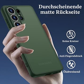 ORDA for Samsung Galaxy S26 Ultra Case with Camera Protection Green Shockproof scratch-resistant translucent back protective case matte mobile phone case
