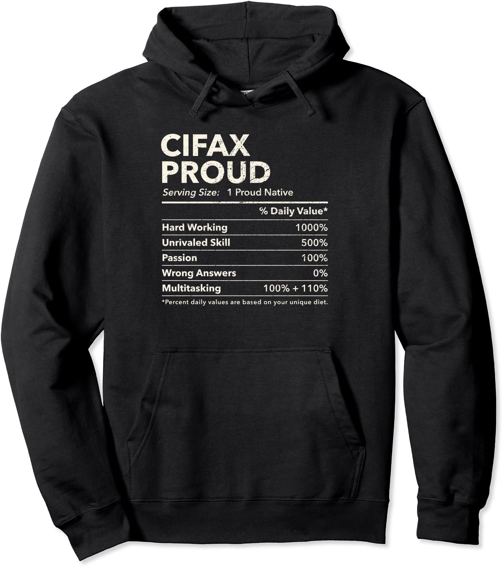 Cifax, Virginia Proud Nutrition Facts Pullover Hoodie