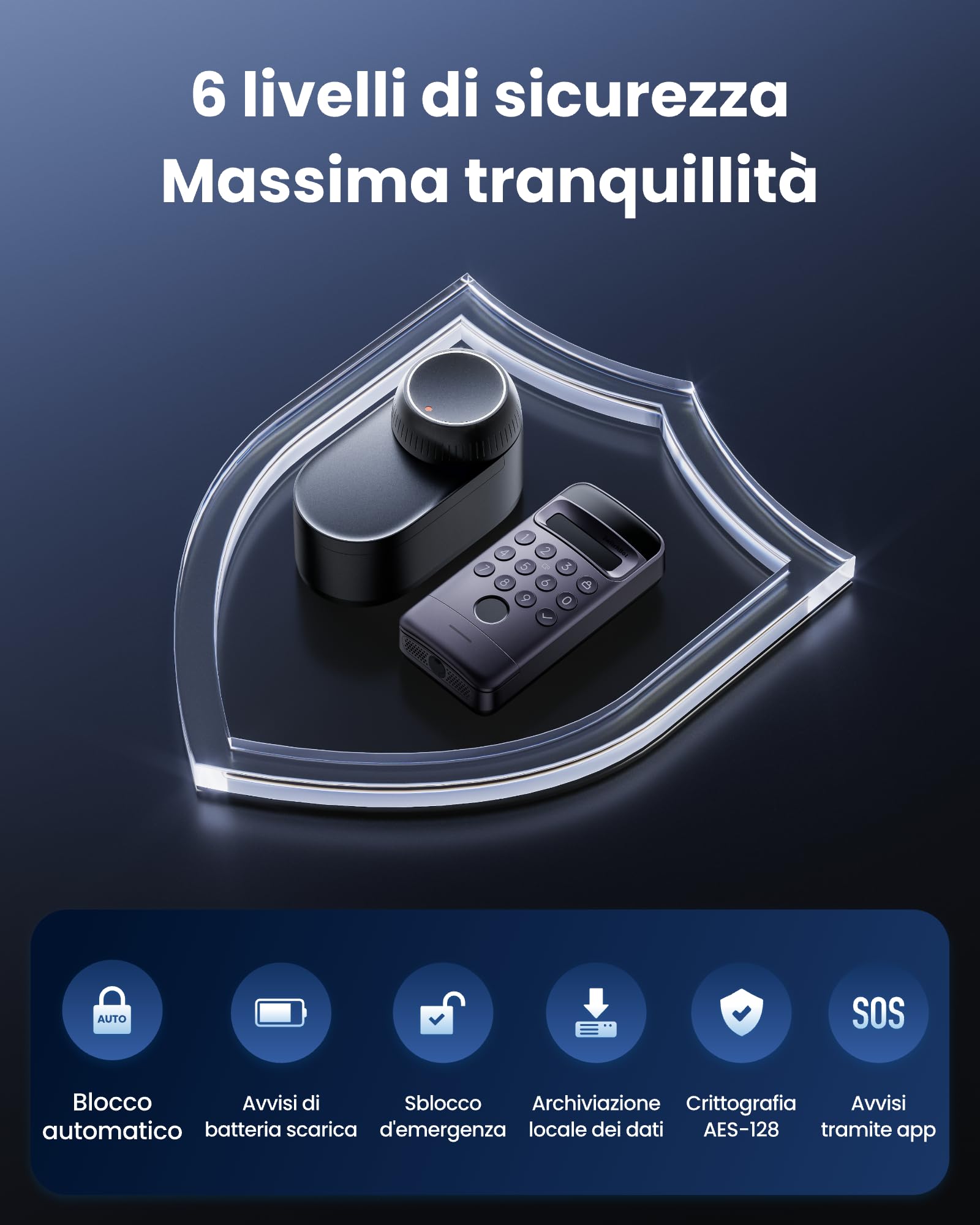 SwitchBot WiFi Smart Lock Ultra con Tastierino Vision Pro, riconoscimento 3D di volto e vene palmari, sblocco contactless, compatibile con cilindri europei. Supporta Matter, Alexa, Google e IFTTT