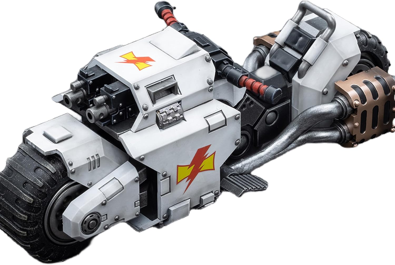 JOYTOY 1/18 Action Figures - Warhammer 40,000 White Scars Raider Pattern Combat Bike - 5‘’,Classic Character,Collectible,Age 15 and Above