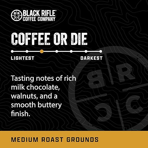 Miniatura 46 de Black Rifle Coffee Company Vainilla, bolsa de 12 onzas, café molido tostado medio, mezcla tostada hecha de granos arábigos, granos colombianos