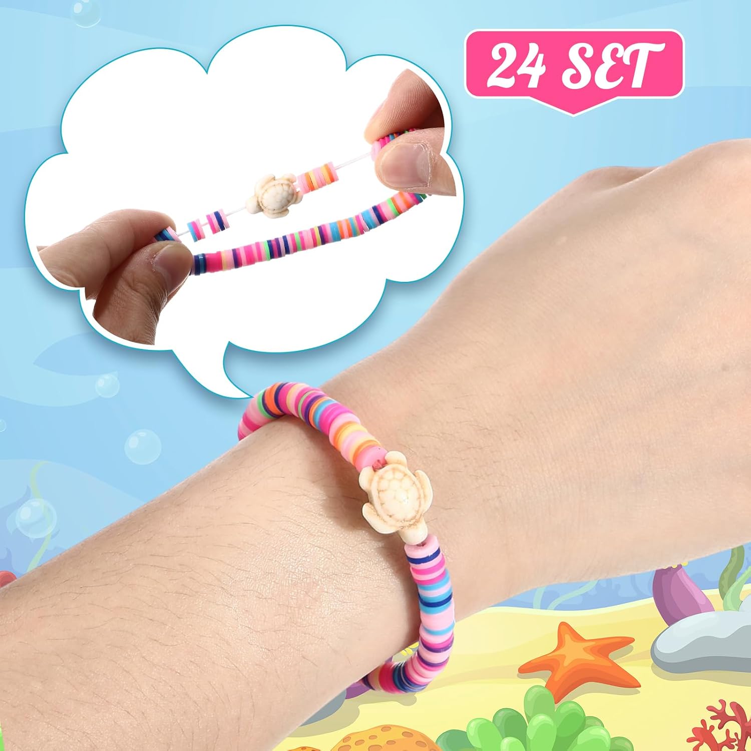 Liliaafar 24 Sets Employees Appreciation Gifts Turtle Bracelets for Women Sea Inspirational Friendship Bracelets with Cards Thank You Gifts for Employee Staff Coworkers