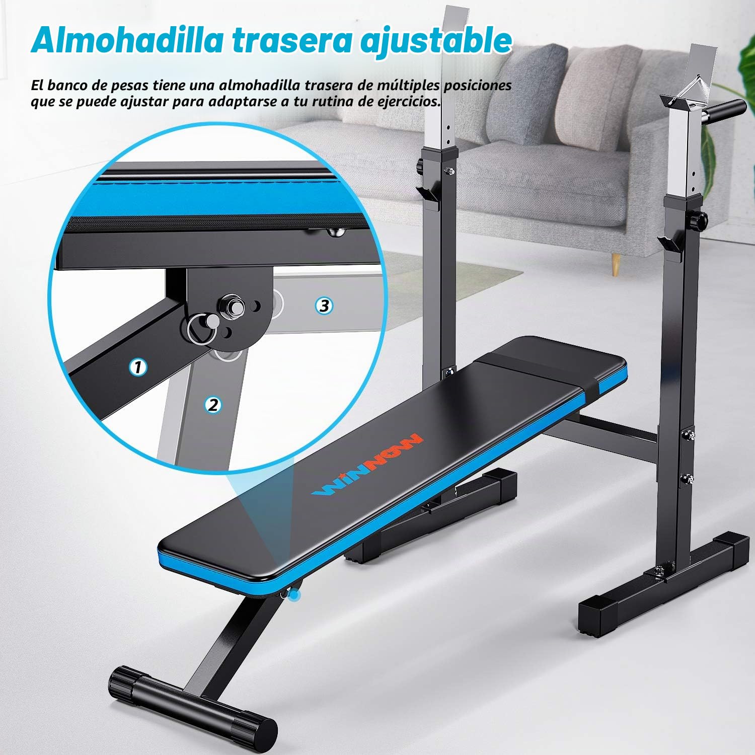 WINNOW Banco de Musculación Ajustable con Estación de Dominada Banco de Levantamiento de Pesas Plegable Gimnasio de Entrenamiento en Casa Banco de Entrenamiento Multiuso …