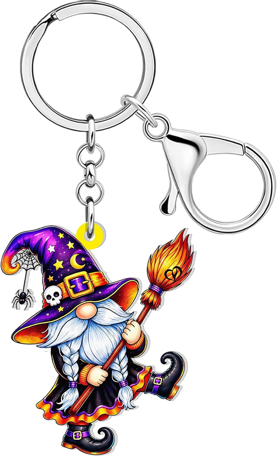 DUOWEI Spooky Halloween Gnome Keychain with Witch Hat Keyring