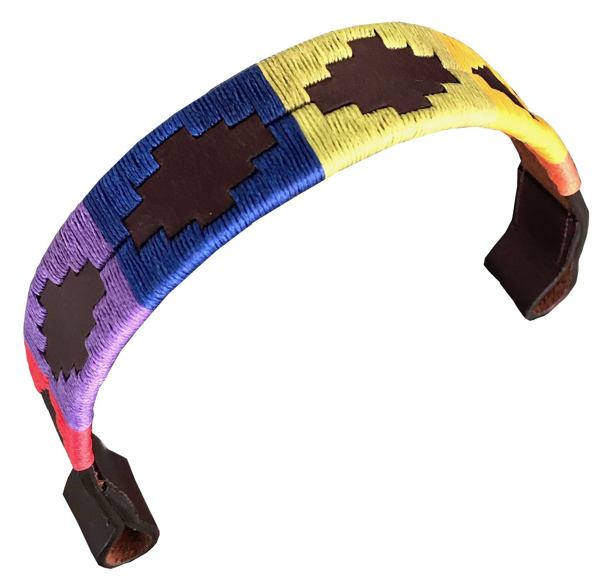 Carlos Diaz Designer Genuine Leather Waxed Embroidered Gaucho Polo Horse Bridle Browband (Cob 15 inches)