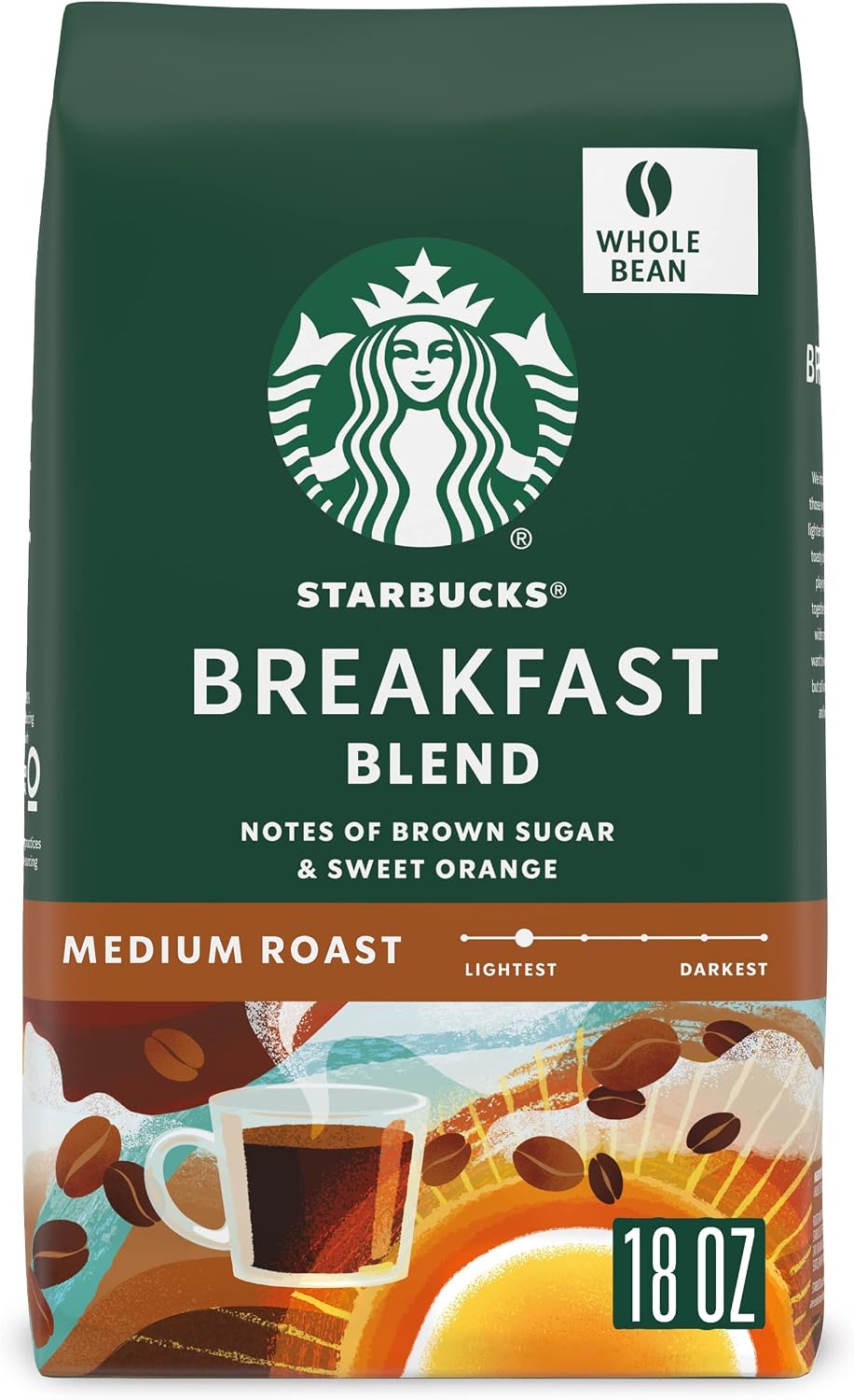 Starbucks Breakfast Blend Medium Roast Whole Bean Coffee