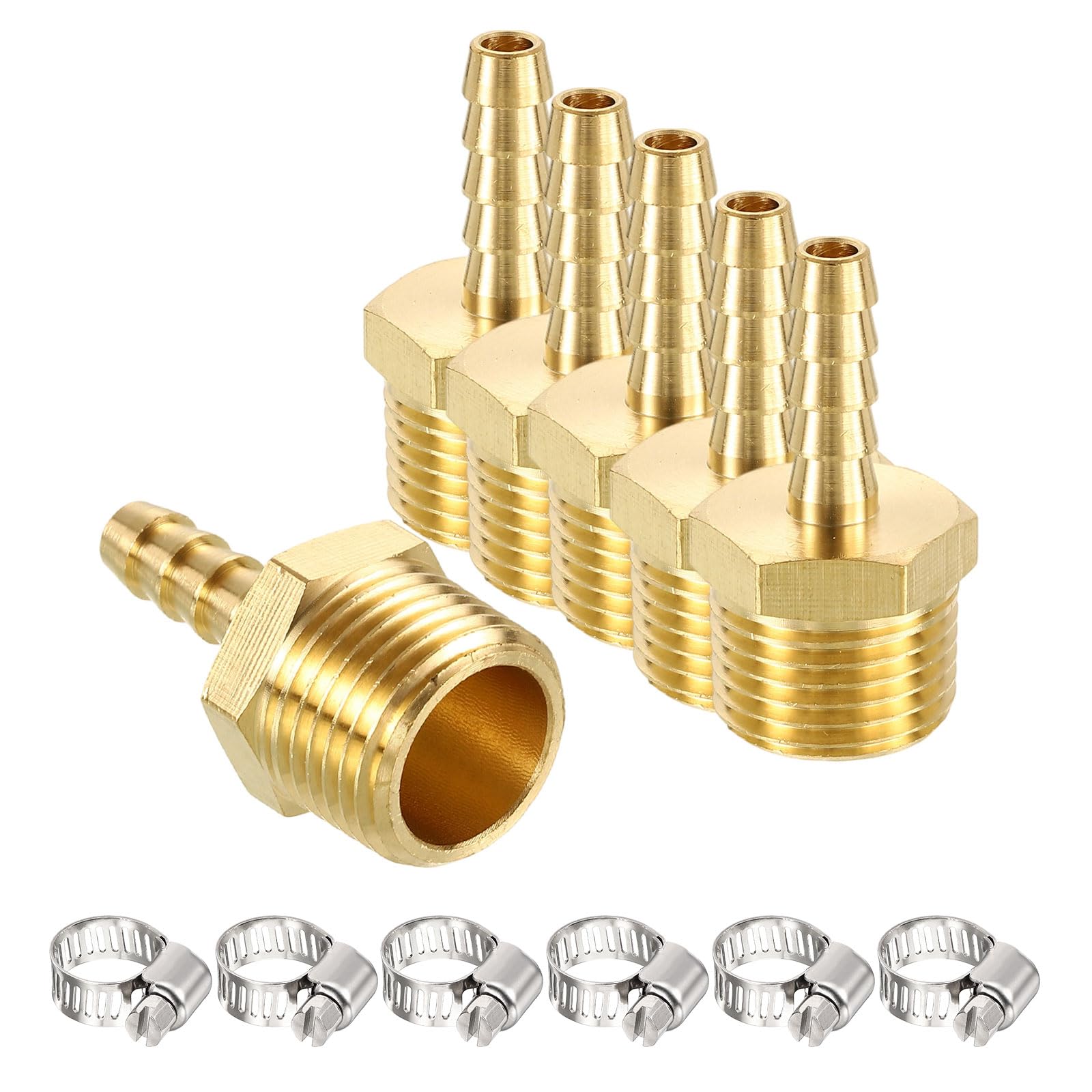 Raccord cannelé NPT 1/4 vers 1/2 en laiton HARFINGTON avec colliers inox x6