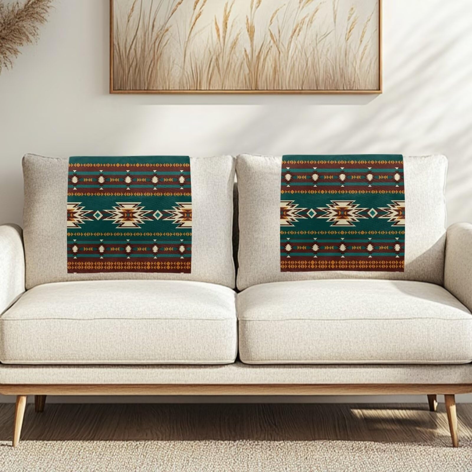 NETILGEN Recliner Sofa Headrest Covers 2 Pcs Navajo Aztec Geometry Pattern Soft Recliner Chair Headrest Slipcover Sofa Headrest Protector Cover — image 1