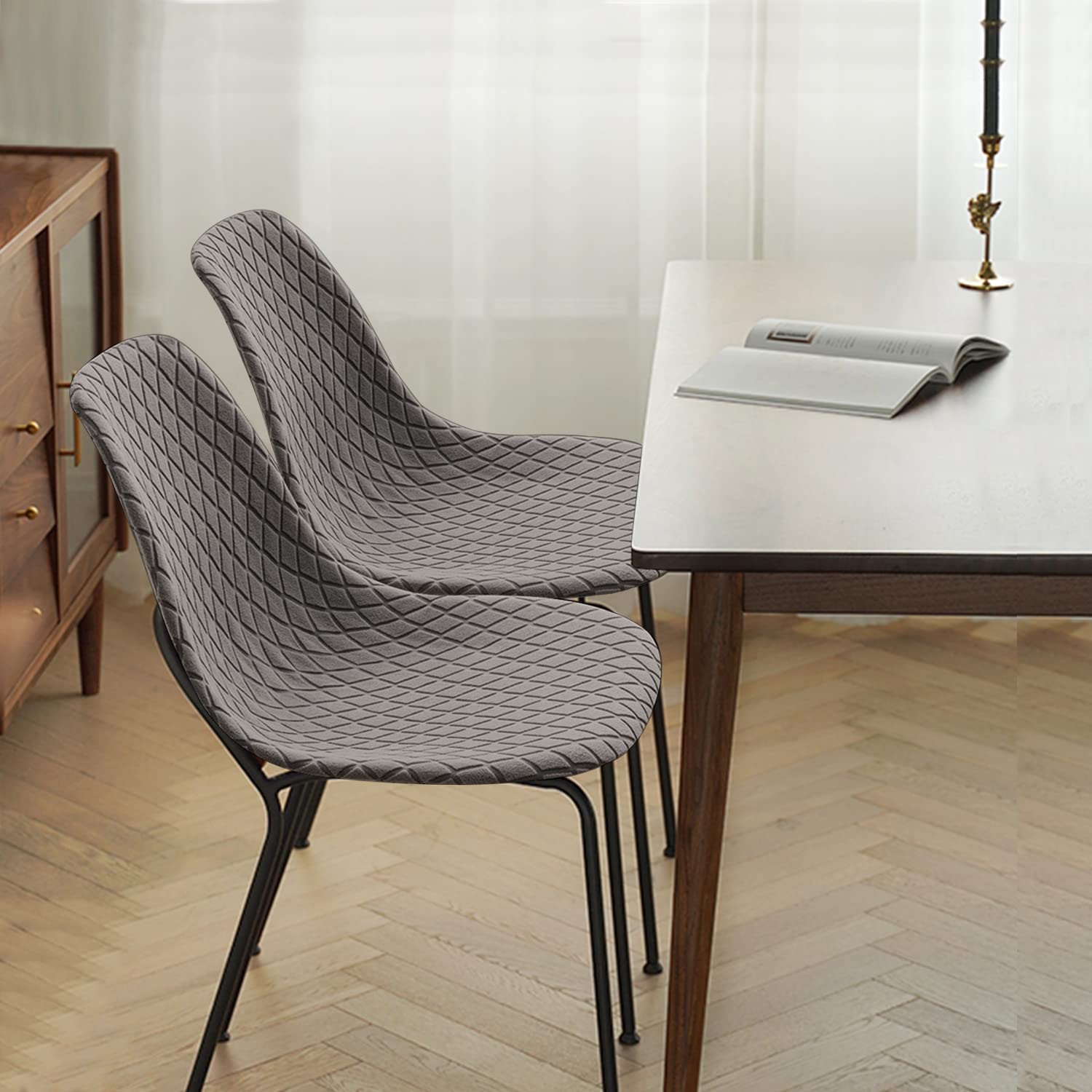 SHENGYIJING Dining Chairs Covers Set of 2/4/6, Style Shell Mid Century Modern Chair Sipcover - Image 3