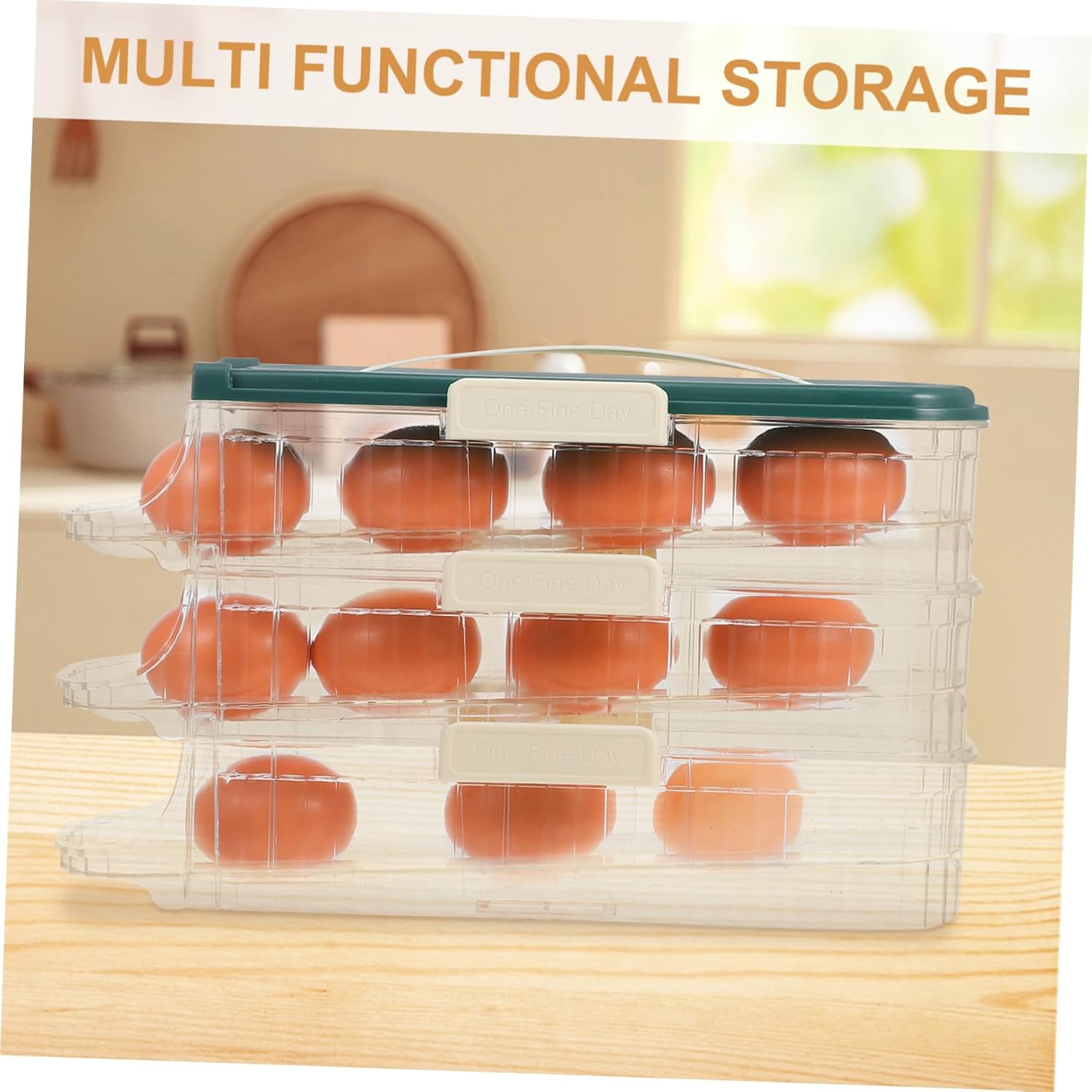 MAGICLULU Egg Holder for Refrigerator Lid Automatic Rolling Egg Storage Rack Large Capacity Organizer for Fridge for Home Use