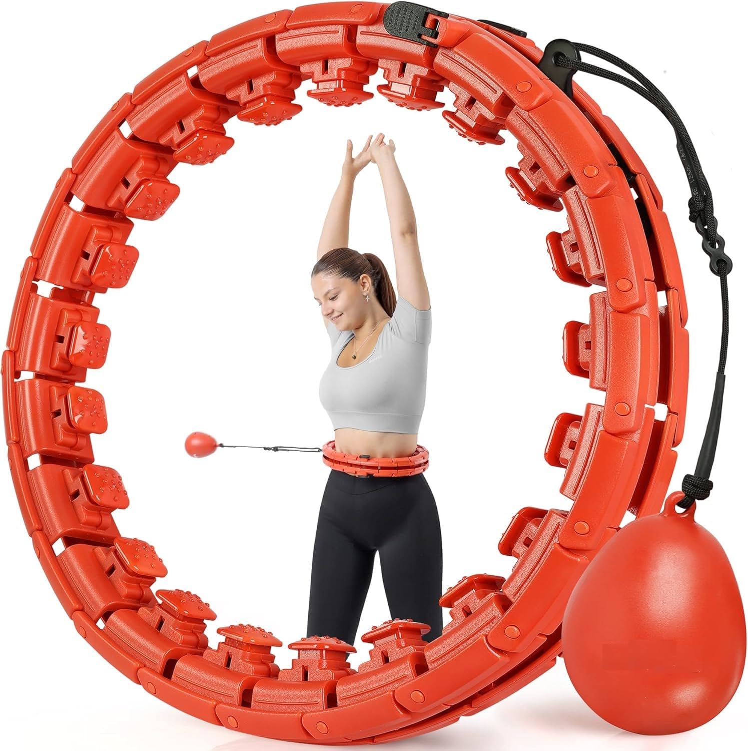 Zorzel Weighted Hula Circle with 24 Links(56 Inch) for Adults Weight Loss, Infinity Fitness Hoop Plus Size, for Women Smart Exercise Equipment - Multicolor-image-31