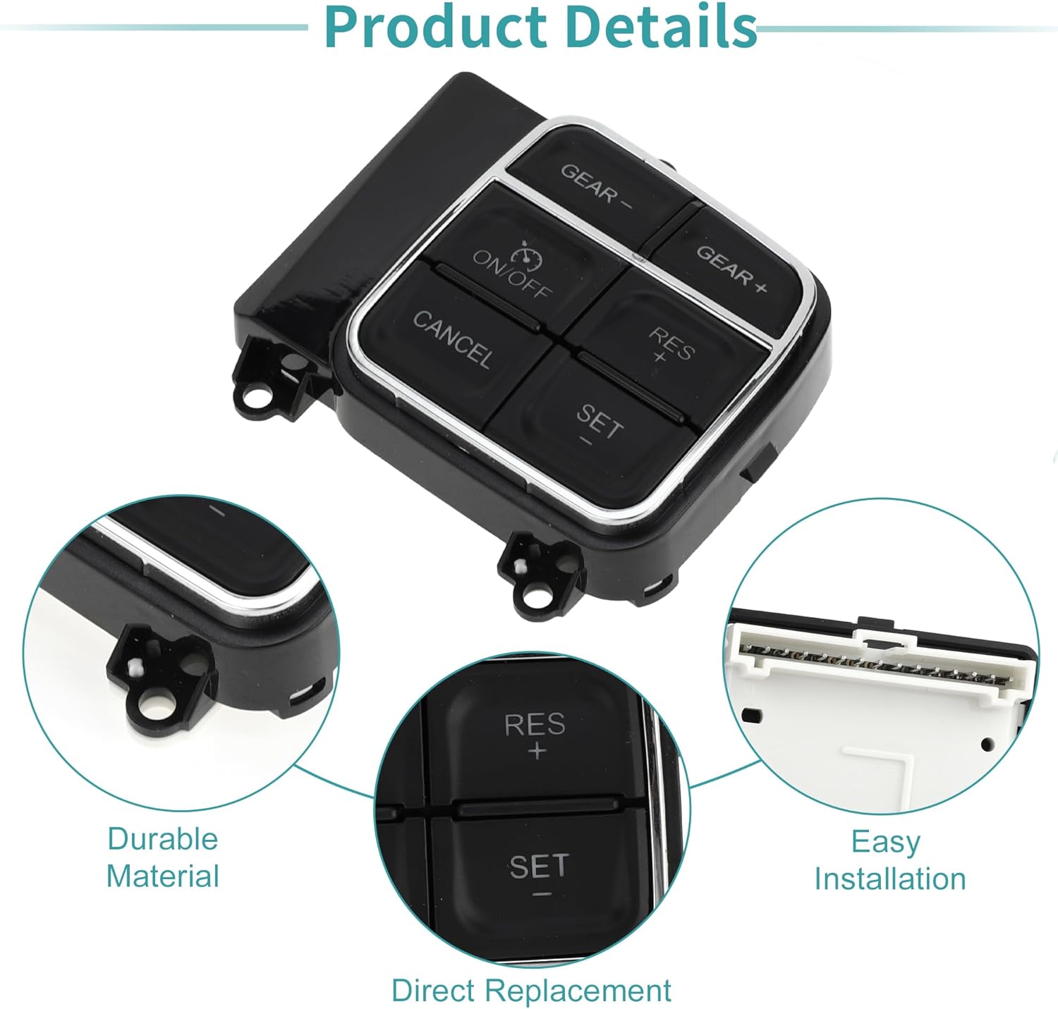 ACROPIX Steering Wheel Cruise Control Switch Button Black Fit for RAM 1500 2013-2022 No.68111384AA - Pack of 1