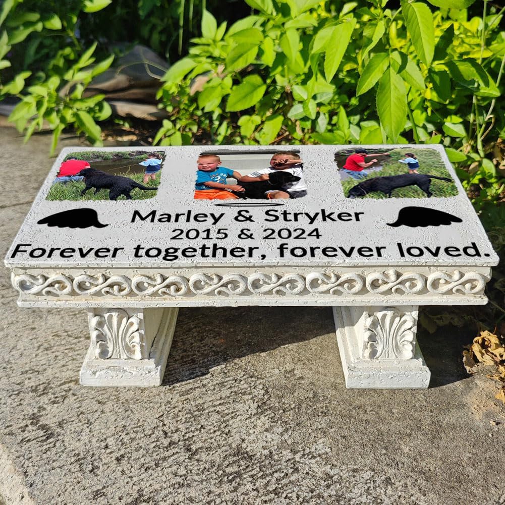 Personalized Human Memorial Stones, Memorial Bench Garden Stone, Headstones for Graves, Bench Memorial Plaques for Outdoors, Grave Markers for Cemetery for Humans or Pet, Commemorative Plaques (K)