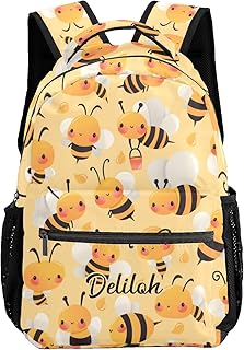 NZOOHY Cute Honey Bees Personalized Kids School Backpack for Boys Girls Custom Primary Daypack Bags Travel Bookbag