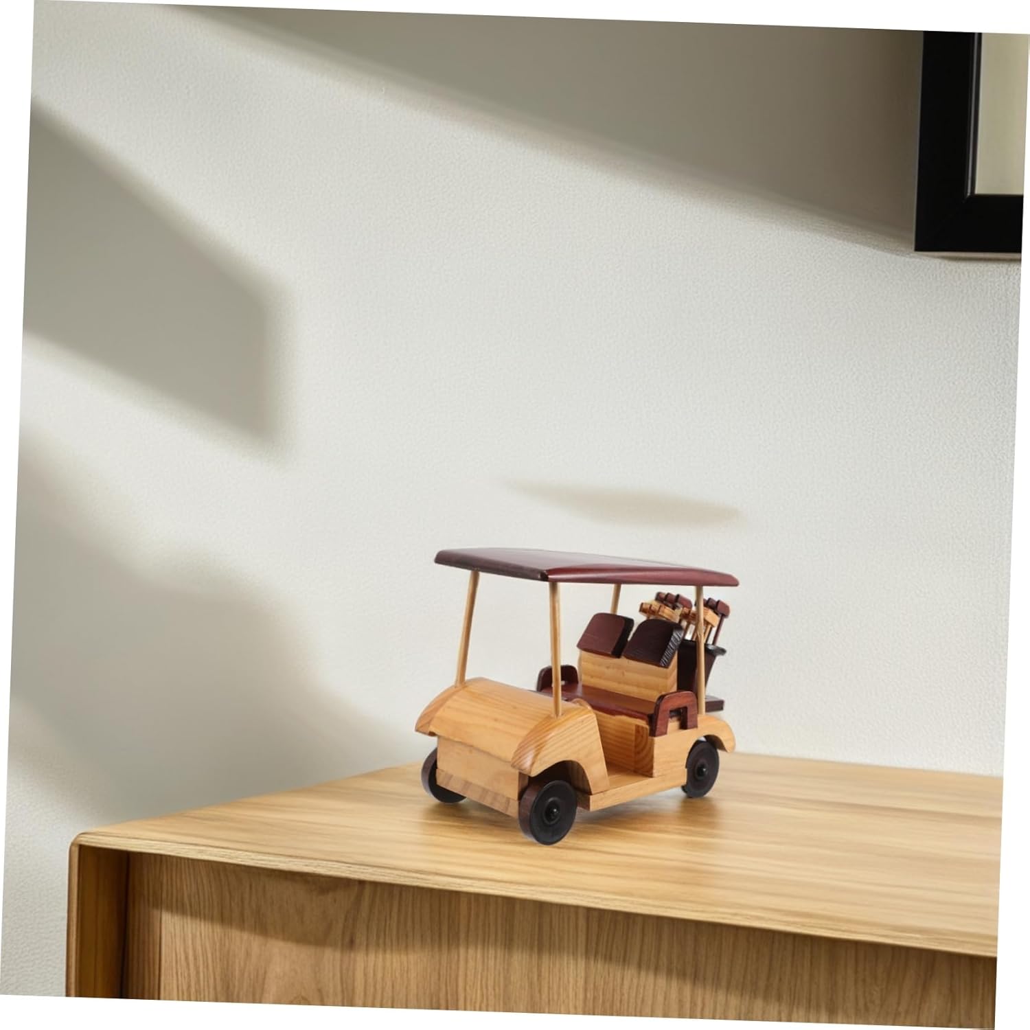 Toyvian Rustic Car Figurine Handmade Antique Wooden Car Model for Vintage Home Decor Unique Retro Vehicle Decoration for Office and Study Charming
