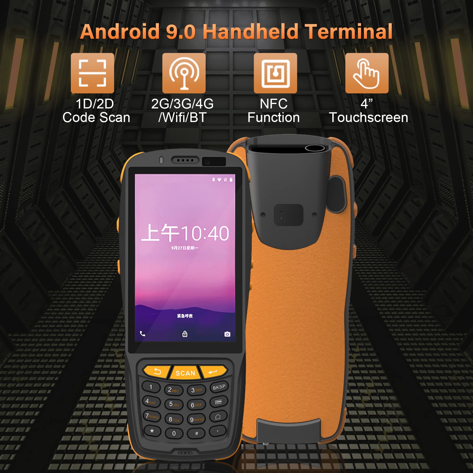 Jeffergarden 9.0 Quad-, 16 GB Speicher, 3750 MAh, 4-Zoll-Bildschirm, 2D-Scanner, NFC, 4G Mobiles POS-Gerät für Inventar, Lager, Einzelhandel