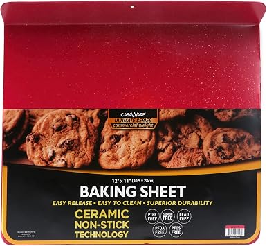 casaWare Toaster Oven 12 1/8 x 11-Inch Exterior 10-Inch Interior Baking Sheet with a 1.5-Inch Handle Red Granite
