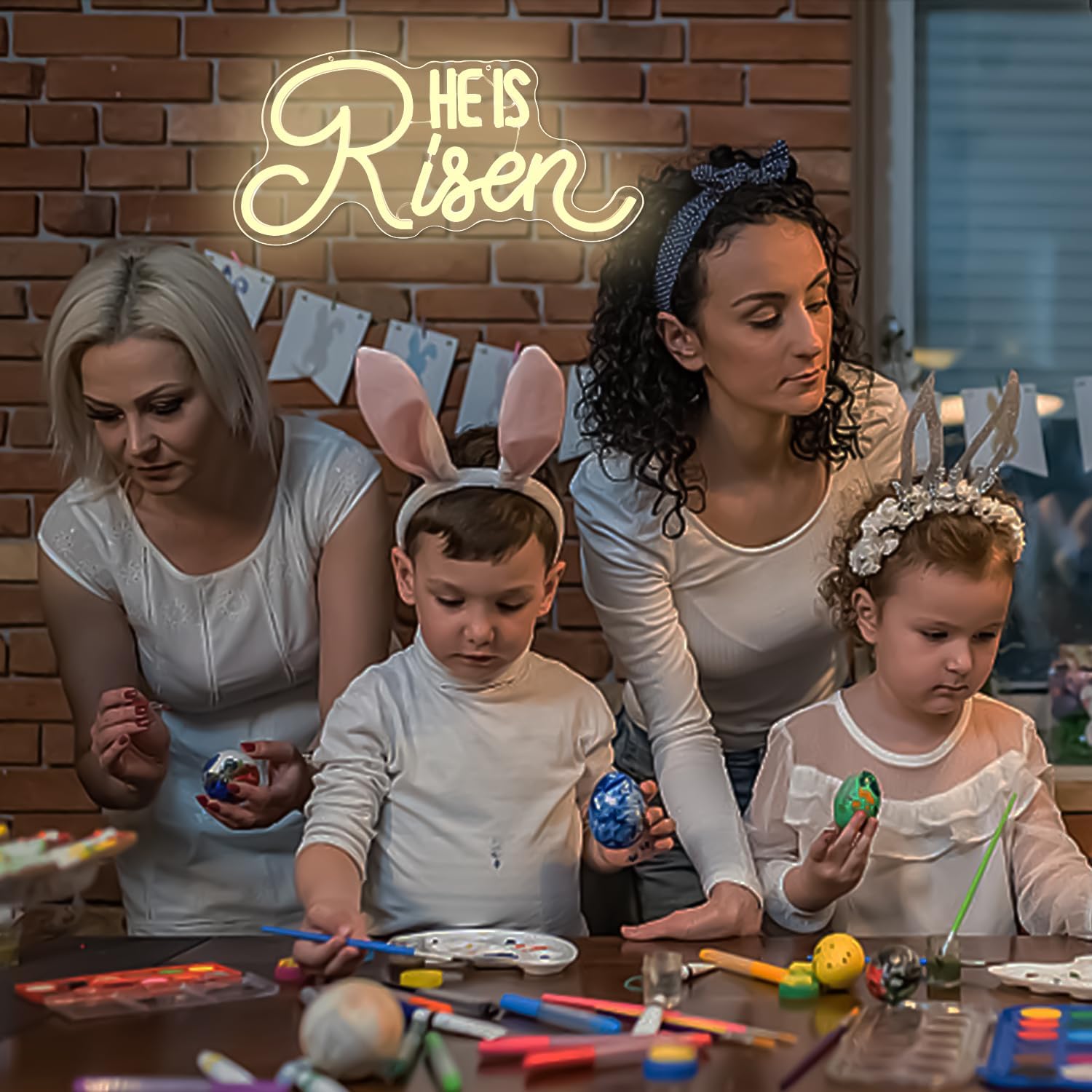 He Is Risen Neon Sign Easter Neon Signs for Wall Decor Jesus Led Sign USB Neon Lights for Bedroom Christmas Party He Is Risen Easter Decor