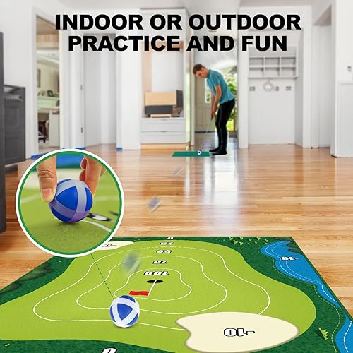 Miniatura 35 de TOY Life Chipping - Tapetes de práctica de golf, juego de golf, tapete de entrenamiento para interiores y exteriores, para adultos, familia, niños