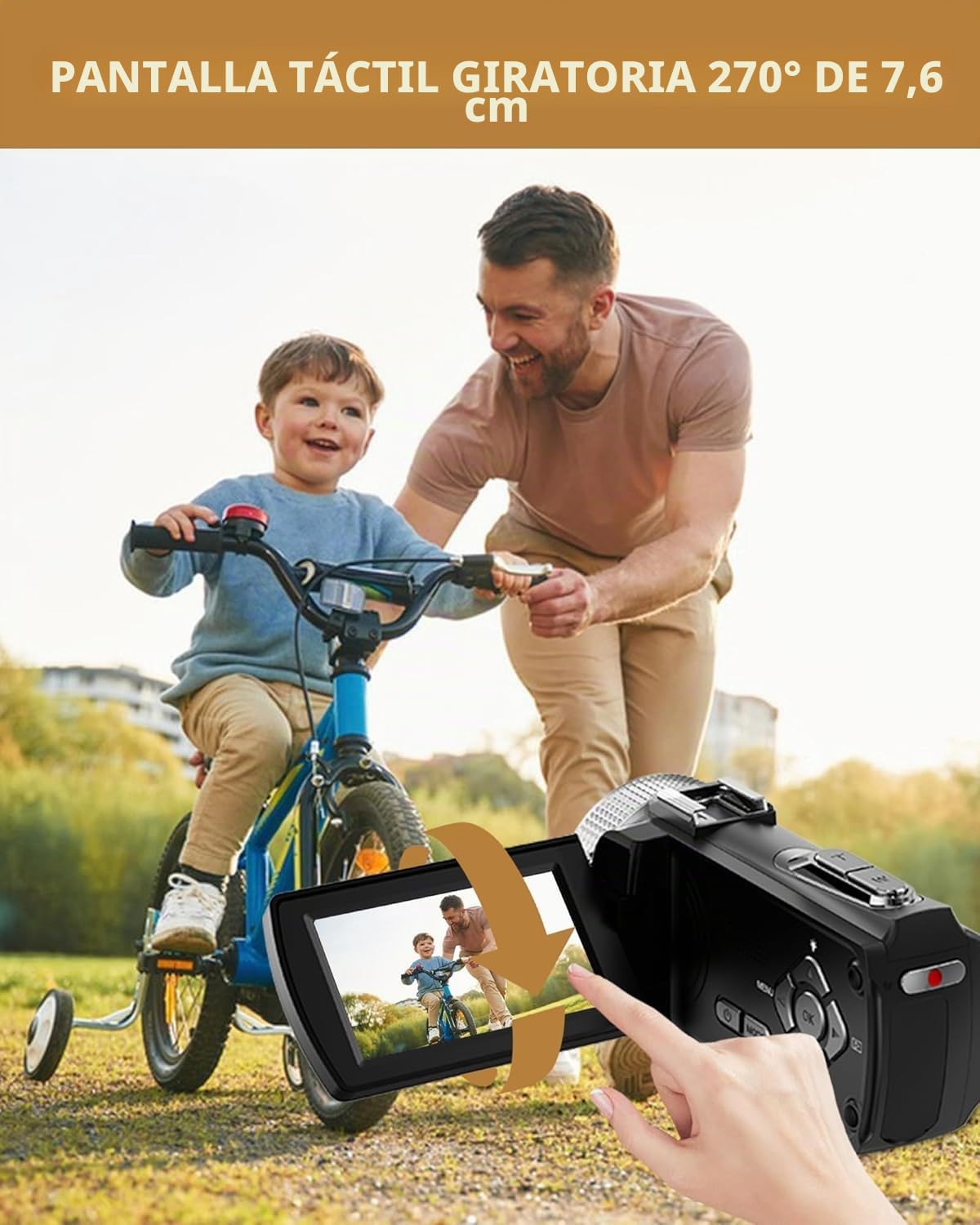 Videocámara 4K 48MP con Visión Nocturna por Infrarrojos, Zoom Digital 18X Cámara Vlogging con Pantalla Táctil de 3.0" 270°, Cámara de Vídeo con Control Remoto, Micrófono, Tarjeta de 32GB, 2 Baterías