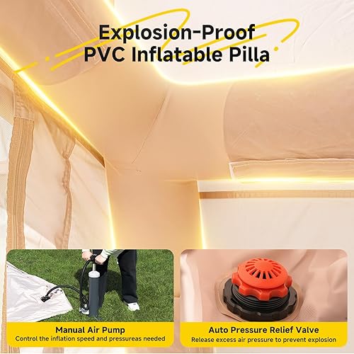 Miniatura 6 de Tiendas inflables inflables para acampar, tienda impermeable Oxford caliente con bomba manual, amplia y fácil instalación inflable tienda de campaña