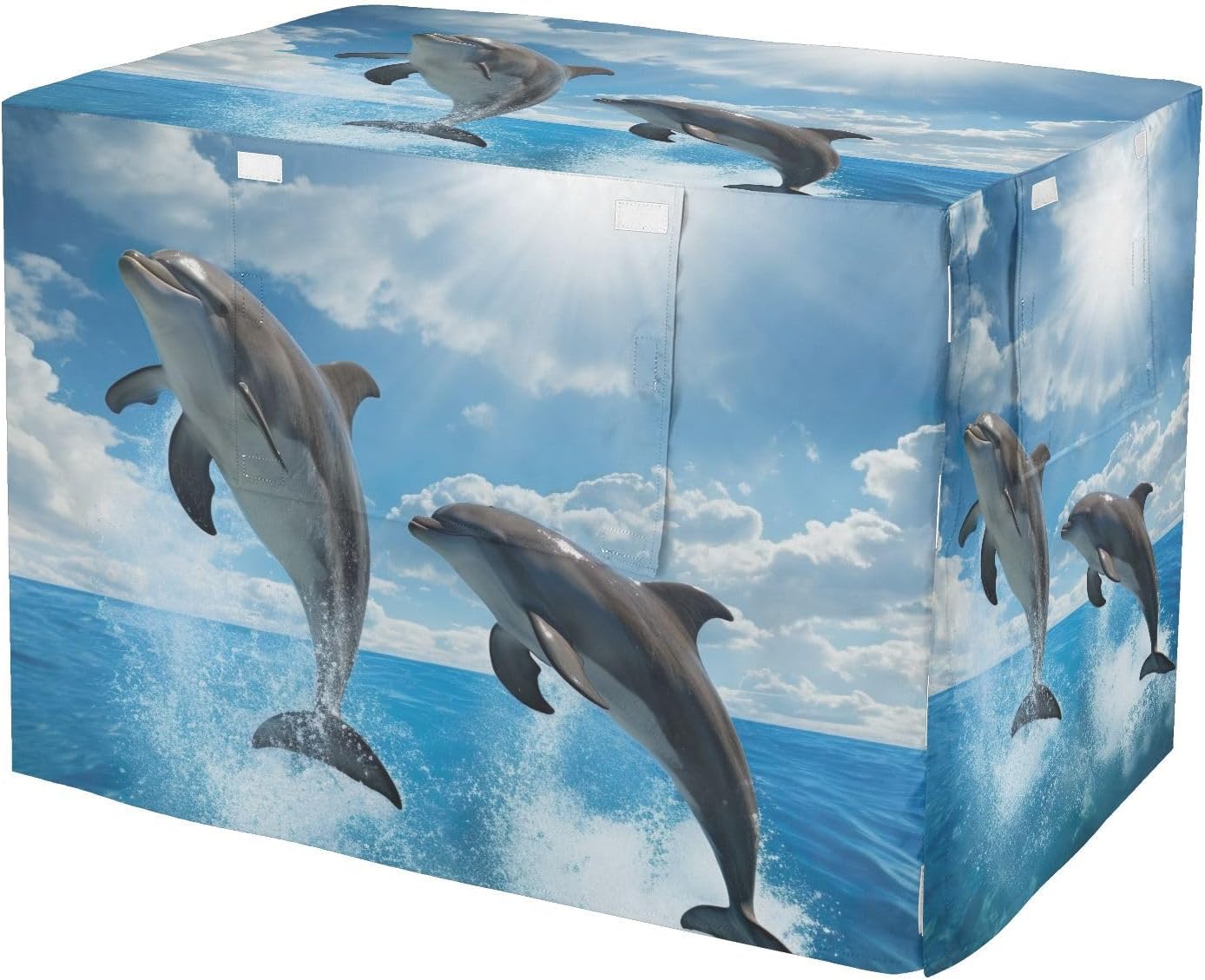 Dolphins Sunshine Blue Dog Crate Covers Water-Resistant, S-XL Breathable Cage Cover for Puppies Training, X-Large