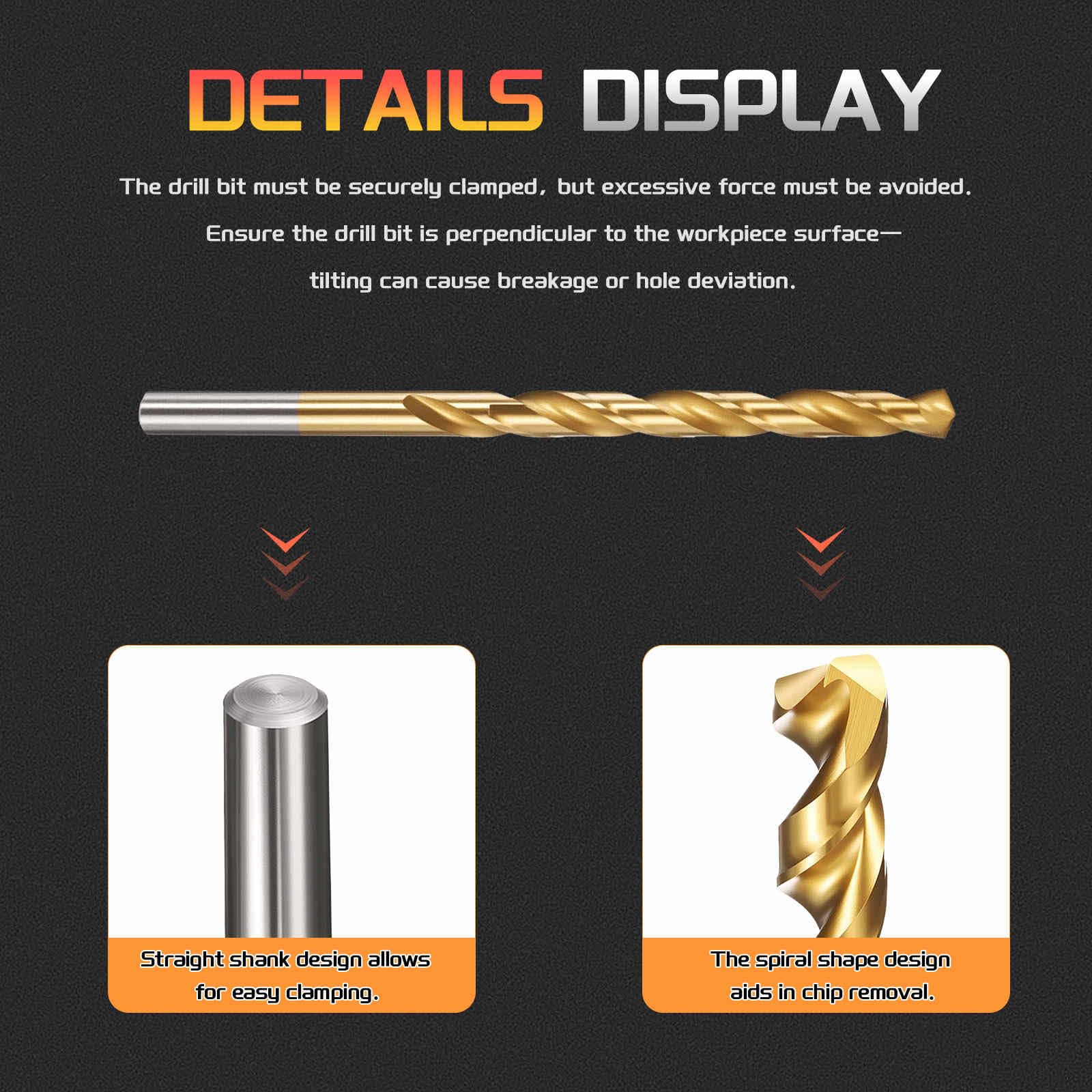 CoCud 7.1mm Drill Bit, 9/32" Cutting Diameter, 4341 HSS Jobber Bits TiN Coated 135° Cutting Angle - Image 3