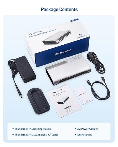 Miniatura 7 de Certificado Intel Cable Matters 16 en 1 40 Gbps Thunderbolt 4 Dock con video Quad 4K (2 DisplayPort, 2 x HDMI) para Windows, 4K dual (DP o HDMI)