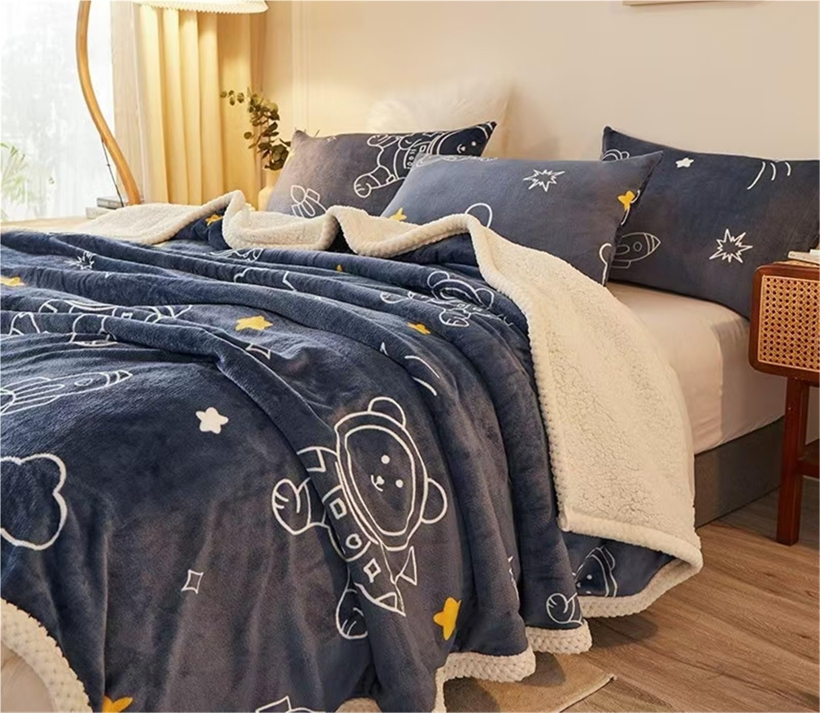 Thickened Anti-Static Nap Blankets, Silky Soft Warm Fleece Plush Blanket,Double-Layer and Machine Washable Cashmere Quilts,Warm Mattresses(Color12,180x200cm)