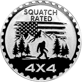 Squatch Badge Rated Car Emblem, 4 x 4 Automotive Car Badge Decals Stickers 3D Metal Car Badges Round Emblem Decals Compatible with Jeep Wrangler Vehicles Trucks SUV