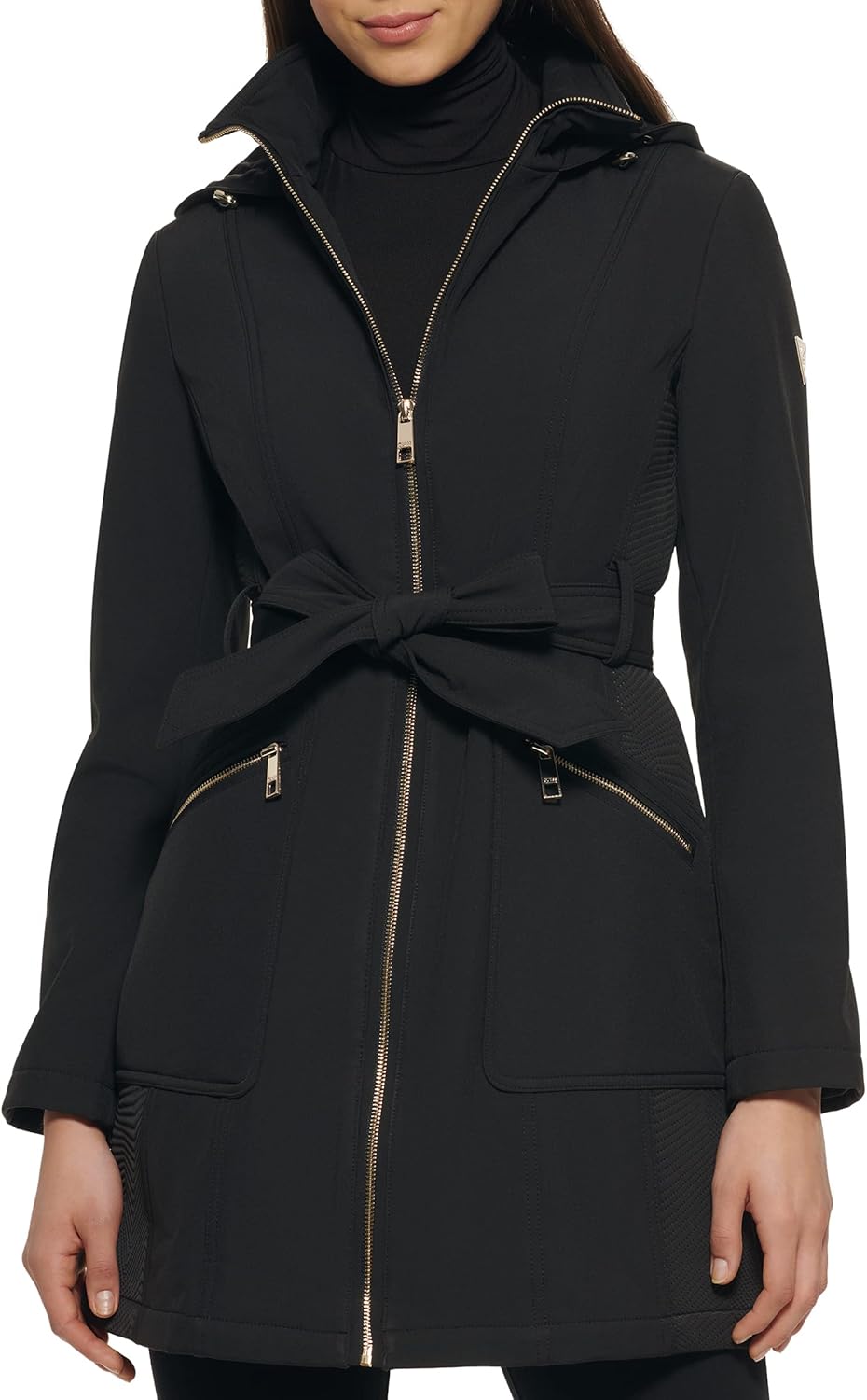 Guess Damen Belted Softshell Coat with Hood bergangsjacke Amazon.de