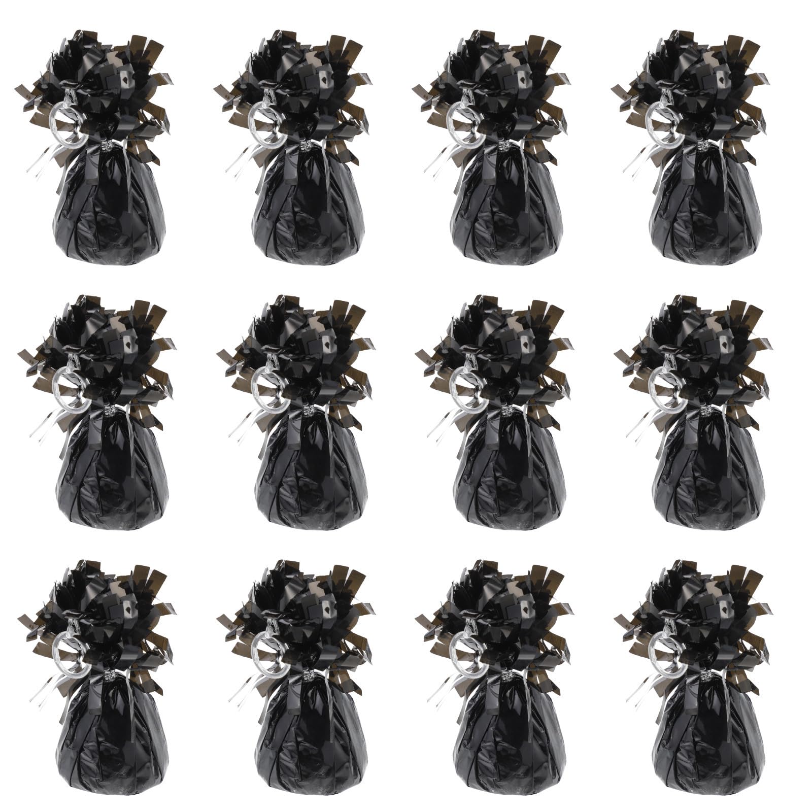 Blocco di Peso per Palloncini da Festa 12 Pezzi Nero | Calcestruzzo Rivestito in Alluminio, Piccolo Foro per Fissaggio, per Eventi Speciali e Cerimonie di Laurea