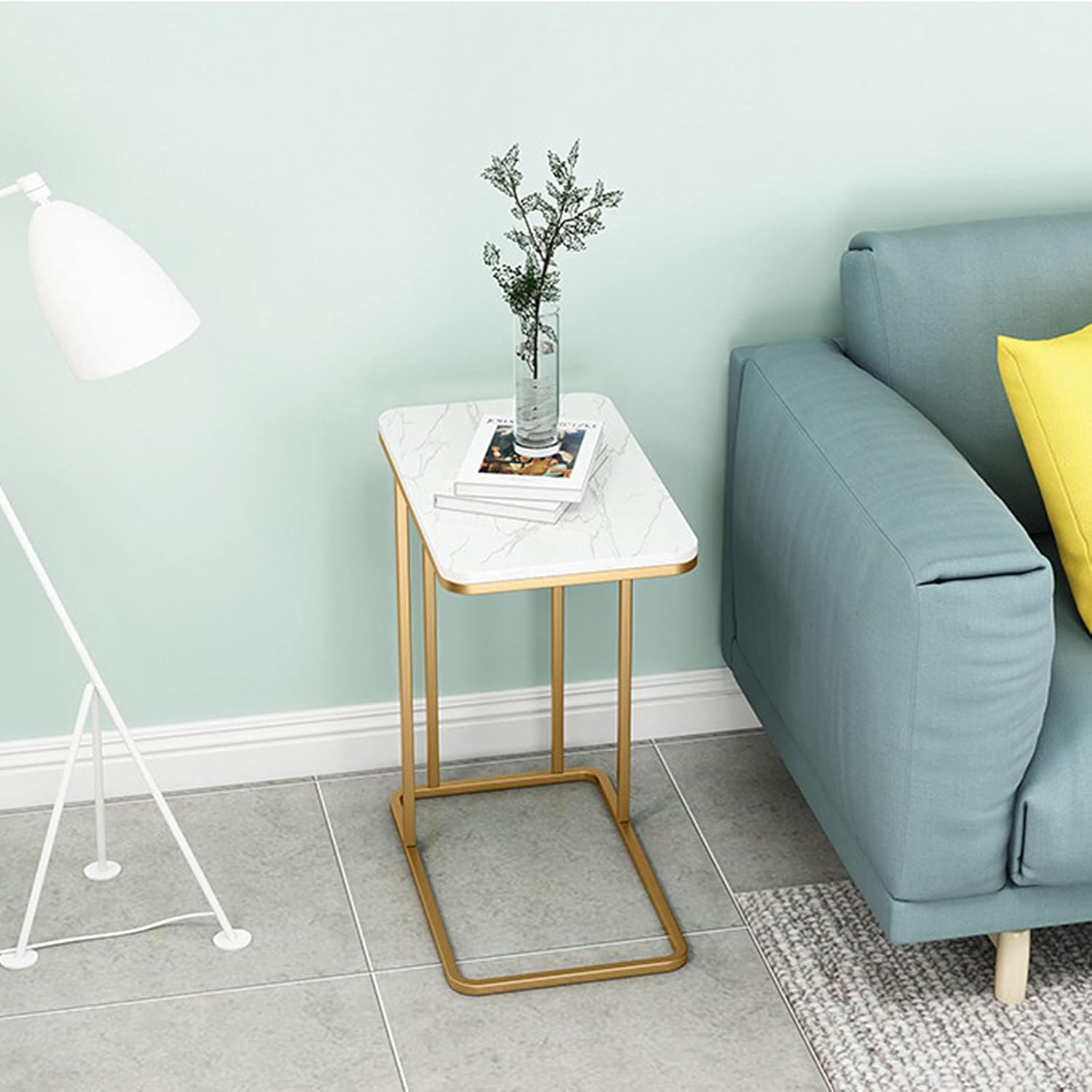 Side Table/End Table,C-Shaped Sofa Side Table,Small Space Rectangular Thin Bedside Table,BedBedroom Sofa,Suitable for Living Room Bedroom,A