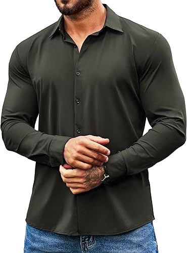 COOFANDY Camisa de botones con estampado de flores de lujo para hombre
