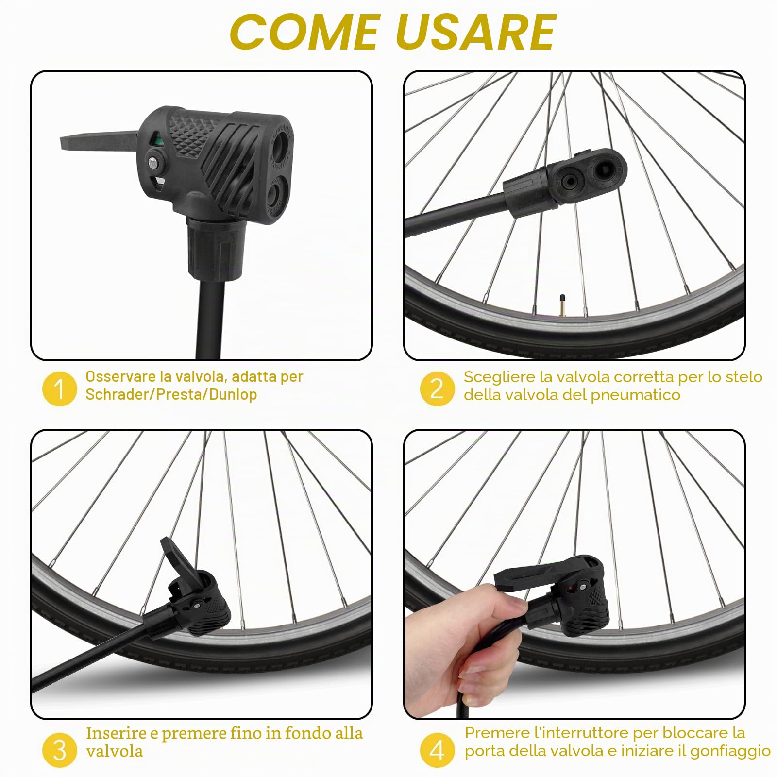 Pompa da pavimento per bici Jsdoin - Alta pressione 170 psi, Valvole Presta & Schrader, Multifunzione per bici, moto, palloni e altro ancora