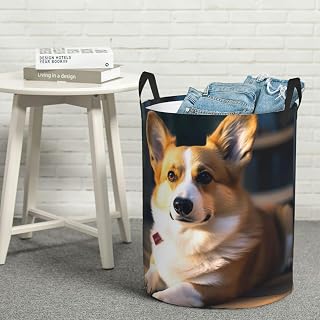 Laundry Basket Waterproof Laundry Hamper With Handles Dirty Clothes Organizer Smart Corgi Protable Collapsible Storage Bin Bag for Living Room Bedroom Playroom Small